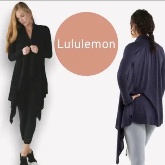 Lululemon Dark Grey Cashmere Blend Express Yourself Open Drape Cardigan size 4 - Picture 7 of 8